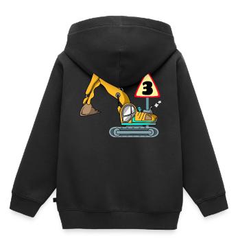 Geburtstag 3 Jahre Bagger Baustelle - Kinder Premium Organic Hoodie - Schwarz - Hinten - AI Model Kid Male (0cm)