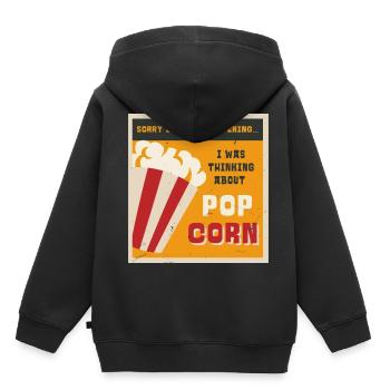Manger du pop-corn Ironic Saying Corn Pop Corn - Sweat Premium à capuche enfant bio - noir - Dos - AI Model Kid Male (0cm)