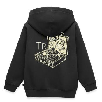 Time (to) Travel - Surrealistic Traveller Artwork - Kids Premium Organic Hoodie - black - Back - AI Model Kid Male (0cm)