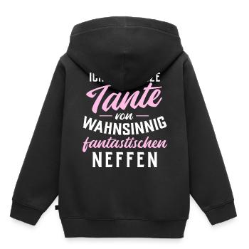 Stolze Tante von wahnsinnig fantastischen Neffen - Kinder Premium Organic Hoodie - Schwarz - Hinten - AI Model Kid Male (0cm)