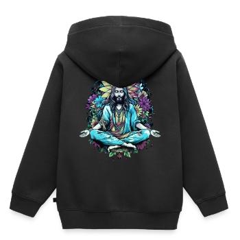 Jesus Christus Meditation Hippie Flower Power Yoga - Kinder Premium Organic Hoodie - Schwarz - Hinten - AI Model Kid Male (0cm)