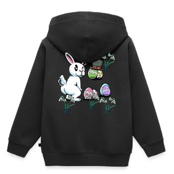 Oreille Disquette Enfant Oeufs Pâques Chapeau Rongeur Lapin - Sweat Premium à capuche enfant bio - noir - Dos - AI Model Kid Male (0cm)