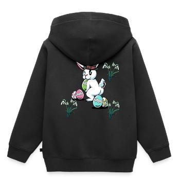 Oeufs de Pâques Fête de Pâques Lapin de Pâques enfant - Sweat Premium à capuche enfant bio - noir - Dos - AI Model Kid Male (0cm)