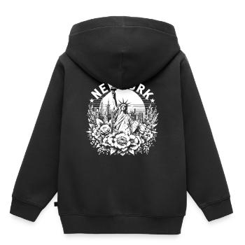 NEW YORK Design avec la Statue de la Liberté - Sweat Premium à capuche enfant bio - noir - Dos - AI Model Kid Male (0cm)