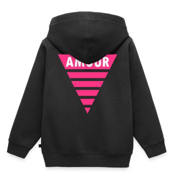 Amour im Dreieck (geteiltes Dreieck) - Kinder Premium Organic Hoodie - Schwarz - Hinten - AI Model Kid Male (0cm)