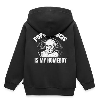 Le pape François est mon catholique Pope Church - Sweat Premium à capuche enfant bio - noir - Dos - AI Model Kid Male (0cm)