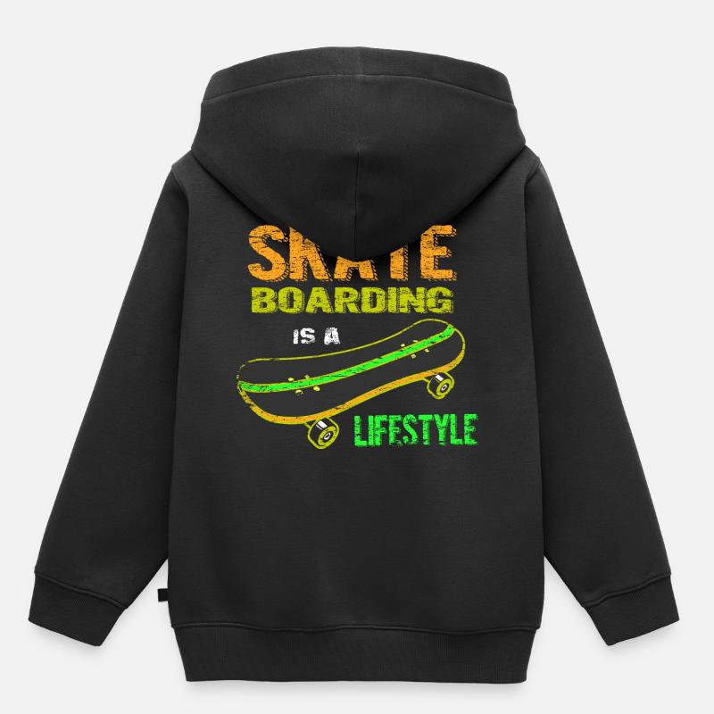 skateboard - Sweat Premium à capuche enfant bio - noir