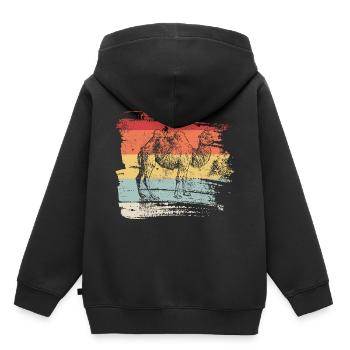 chameau - Sweat Premium à capuche enfant bio - noir - Dos - AI Model Kid Male (0cm)