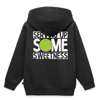 Tennisplatz Spruch Für Tennis - Kinder Premium Organic Hoodie - Schwarz - Hinten - AI Model Kid Male (0cm)