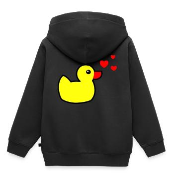Quietscheente Gelb Valentinstag - Kinder Premium Organic Hoodie - Schwarz - Hinten - AI Model Kid Male (0cm)