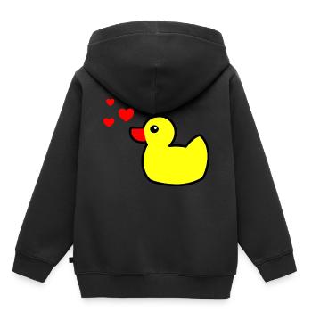 Quietscheente Gelb Valentinstag 2 - Kinder Premium Organic Hoodie - Schwarz - Hinten - AI Model Kid Male (0cm)