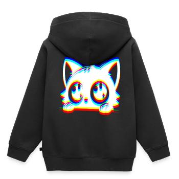 EDM Cat Glitch Style - Kids Premium Organic Hoodie - black - Back - AI Model Kid Male (0cm)