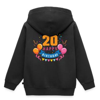 20ème anniversaire de 20 ans Joyeux anniversaire cadeau - Sweat Premium à capuche enfant bio - noir - Dos - AI Model Kid Male (0cm)