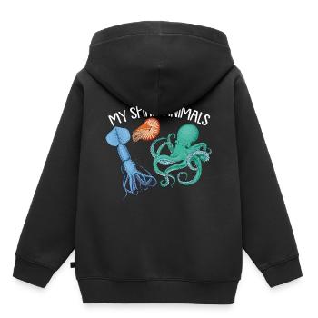 Céphalopode, pieuvre, pieuvre - Sweat Premium à capuche enfant bio - noir - Dos - AI Model Kid Male (0cm)