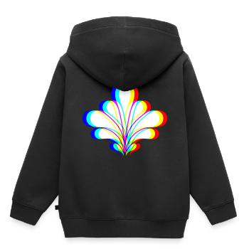 EDM - Blume - Glitch Rave Style - Kinder Premium Organic Hoodie - Schwarz - Hinten - AI Model Kid Male (0cm)