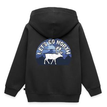 Aller au nord | Nordland | Nord | Caribou | renne - Sweat Premium à capuche enfant bio - noir - Dos - AI Model Kid Male (0cm)