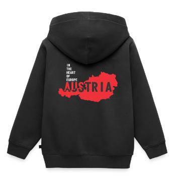 Autriche - Sweat Premium à capuche enfant bio - noir - Dos - AI Model Kid Male (0cm)