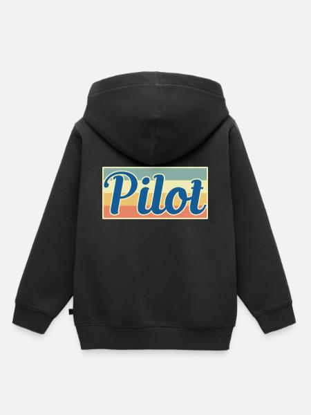 Pilot - Kinder Premium Organic Hoodie - Schwarz
