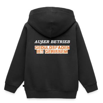 Außer Betrieb - Geduldsfaden gerissen - Kinder Premium Organic Hoodie - Schwarz - Hinten - AI Model Kid Male (0cm)