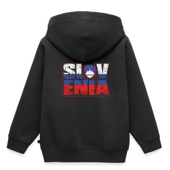 Slovénie - Sweat Premium à capuche enfant bio - noir - Dos - AI Model Kid Male (0cm)
