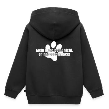 Hund beißen Geschmack - Kinder Premium Organic Hoodie - Schwarz - Hinten - AI Model Kid Male (0cm)