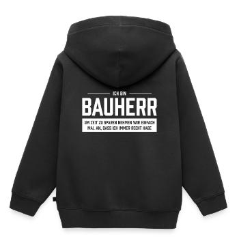 Bauherr - Kinder Premium Organic Hoodie - Schwarz - Hinten - AI Model Kid Male (0cm)