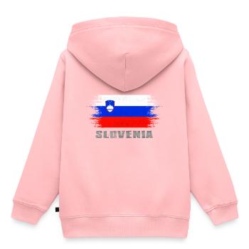 Slovénie - Sweat Premium à capuche enfant bio - rose - Dos - AI Model Kid Female (0cm)