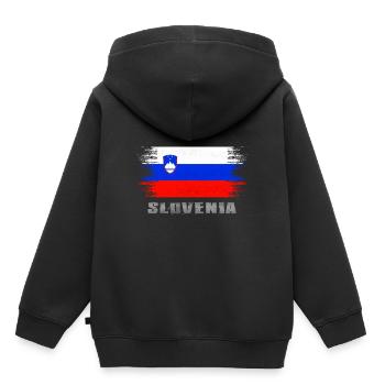 Slowenien - Kinder Premium Organic Hoodie - Schwarz - Hinten - AI Model Kid Male (0cm)