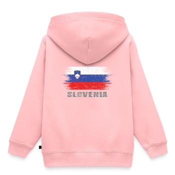 Slovénie - Sweat Premium à capuche enfant bio - rose - Dos - AI Model Kid Female (0cm)