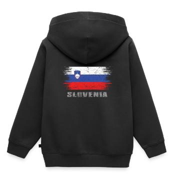 Slowenien - Kinder Premium Organic Hoodie - Schwarz - Hinten - AI Model Kid Male (0cm)