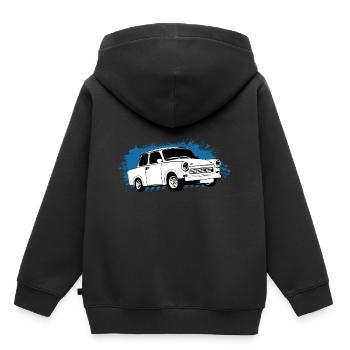 Trabi Trabbi  en carton DDR véhicule cadeau - Sweat Premium à capuche enfant bio - noir - Dos - AI Model Kid Male (0cm)