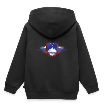 Slovénie - Sweat Premium à capuche enfant bio - noir - Dos - AI Model Kid Male (0cm)