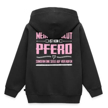 Kaltblut Pferd Seele Auf Hufen Geschenk - Kinder Premium Organic Hoodie - Schwarz - Hinten - AI Model Kid Male (0cm)