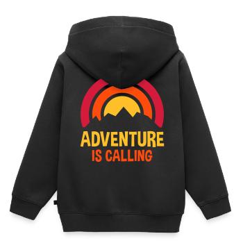 Adventure is calling (Sonne hinter Bergkamm) - Kinder Premium Organic Hoodie - Schwarz - Hinten - AI Model Kid Male (0cm)
