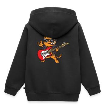 Guitariste Guitar Cat Funny Gift Fan de rock - Sweat Premium à capuche enfant bio - noir - Dos - AI Model Kid Male (0cm)