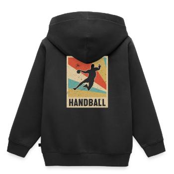 Joueur de handball Joueur rétro de handball player - Sweat Premium à capuche enfant bio - noir - Dos - AI Model Kid Male (0cm)