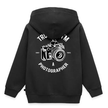 Trust me I'm a Photographer Fotografie Fotograf - Kinder Premium Organic Hoodie - Schwarz - Hinten - AI Model Kid Male (0cm)