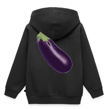 aubergine,Gemüse, - Kinder Premium Organic Hoodie - Schwarz - Hinten - AI Model Kid Male (0cm)
