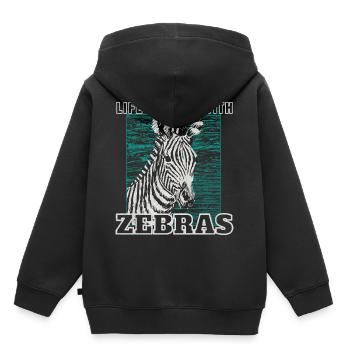 Zebra - Kinder Premium Organic Hoodie - Schwarz - Hinten - AI Model Kid Male (0cm)