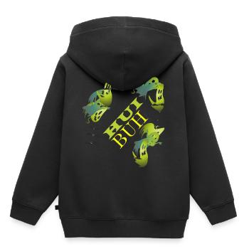 ALERTE DE LA BUH/FANTÔME - Sweat Premium à capuche enfant bio - noir - Dos - AI Model Kid Male (0cm)