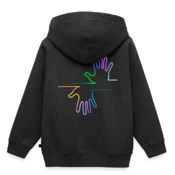 mains colorées - Sweat Premium à capuche enfant bio - noir - Dos - AI Model Kid Male (0cm)
