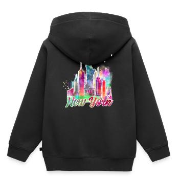 new york j - Sweat Premium à capuche enfant bio - noir - Dos - AI Model Kid Male (0cm)