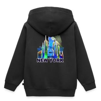 New York 3 ans - Sweat Premium à capuche enfant bio - noir - Dos - AI Model Kid Male (0cm)