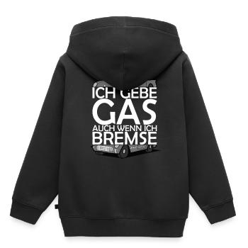 gebe gas auch wenn ich bremse - Kinder Premium Organic Hoodie - Schwarz - Hinten - AI Model Kid Male (0cm)
