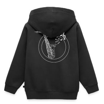 Saxofon - Kinder Premium Organic Hoodie - Schwarz - Hinten - AI Model Kid Male (0cm)