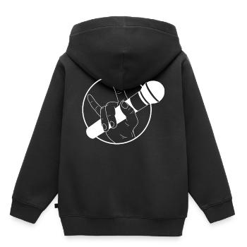 Microphone - Sweat Premium à capuche enfant bio - noir - Dos - AI Model Kid Male (0cm)