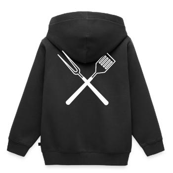 Grillbesteck - Sweat Premium à capuche enfant bio - noir - Dos - AI Model Kid Male (0cm)