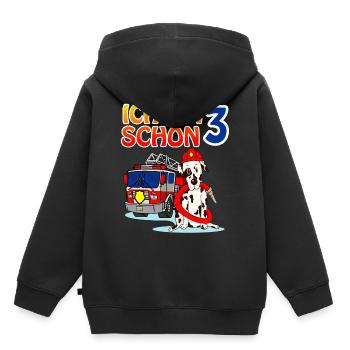 Ich bin schon 3 Feuerwehr - Kinder Premium Organic Hoodie - Schwarz - Hinten - AI Model Kid Male (0cm)