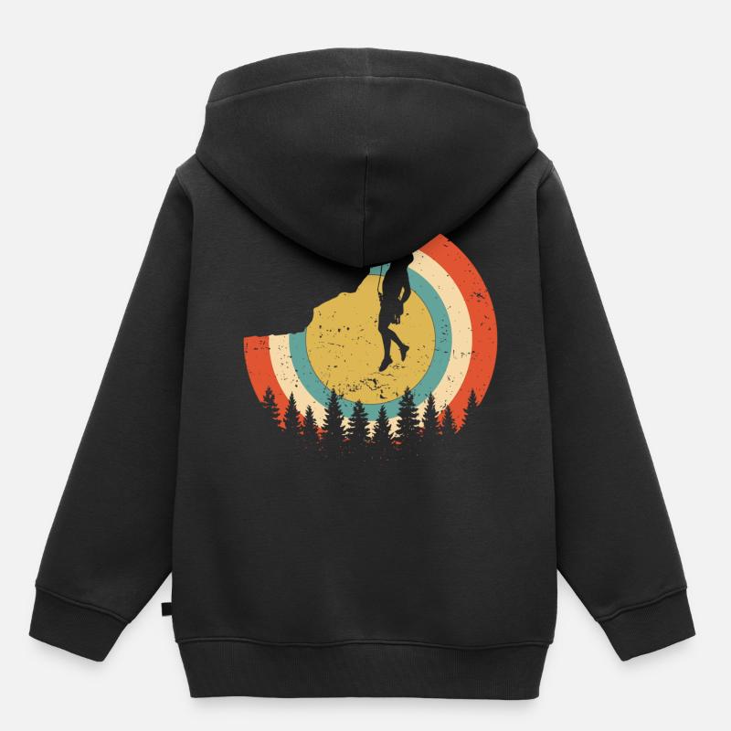 Retro rock climbing climber - Kinder Premium Organic Hoodie - Schwarz