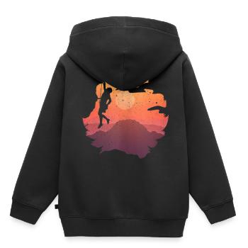 Climbing rock climbing climber - Sweat Premium à capuche enfant bio - noir - Dos - AI Model Kid Male (0cm)